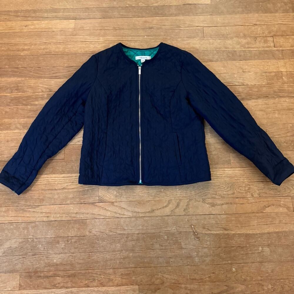 Craft & Barrow navy blue lightweight zippered puffer jacket size medium M
 b35